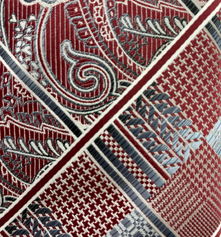 Stacy Adams Tie and Handkerchief - Maroon Paisley Check T67