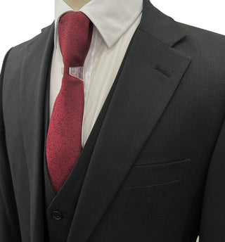 Angelo Rossi Check Modern Fit Vested Suit - Black