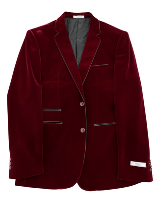 Vinci Velvet Slim Fit Blazer - Wine