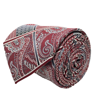 Stacy Adams Tie and Handkerchief - Maroon Paisley Check T67