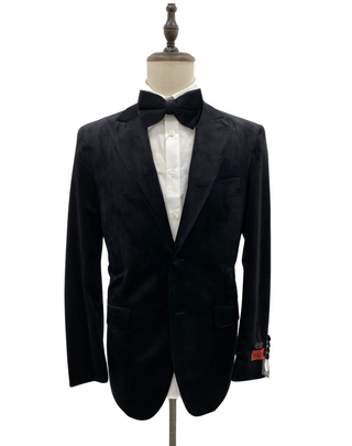 Mazari Velvet Modern Fit Blazer - Black