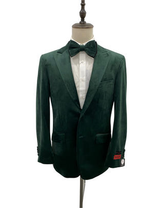 Mazari Velvet Modern Fit Blazer - Hunter Green