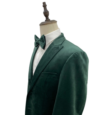 Mazari Velvet Modern Fit Blazer - Hunter Green