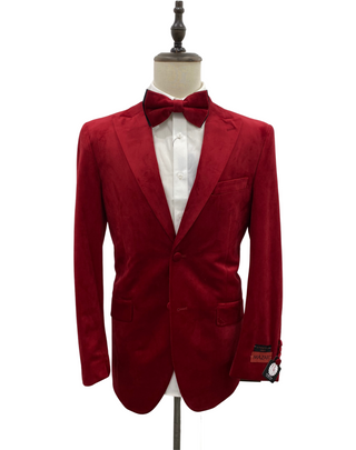 Mazari Velvet Modern Fit Blazer - Red