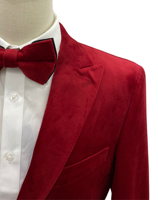 Mazari Velvet Modern Fit Blazer - Red