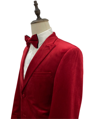 Mazari Velvet Modern Fit Blazer - Red