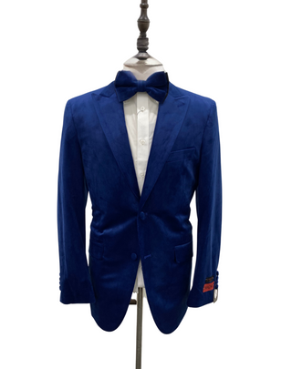 Mazari Velvet Modern Fit Blazer - Royal Blue