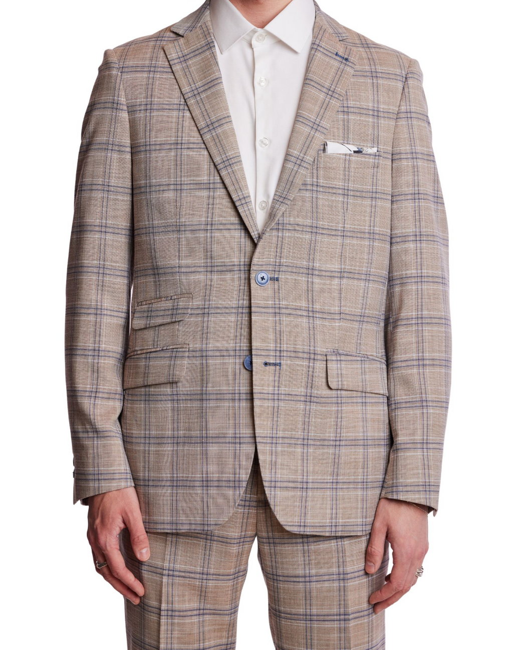 Paisley & Gray Windowpane Slim Fit Jacket - Tan & Blue – MDZ