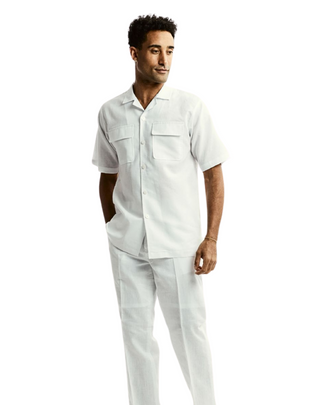 Stacy Adams Solid Linen Walking Suit - White 3510