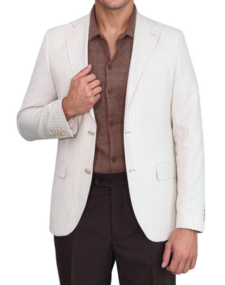 Wessi Pinstripe Slim Fit Blazer - Off-White