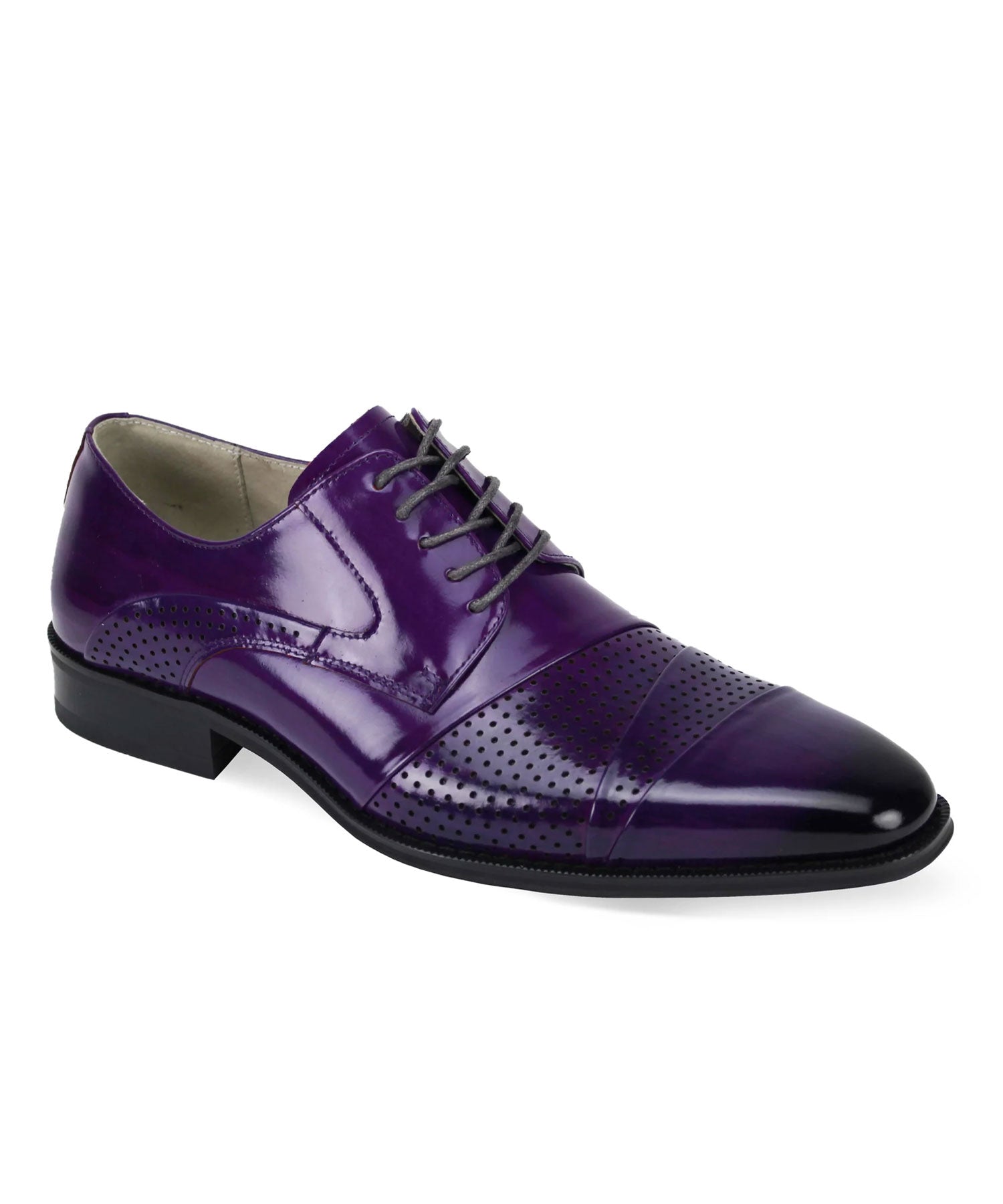 Giovanni Marcello Oxford Perforated Cap Toe Shoe Purple MDZ Menswear