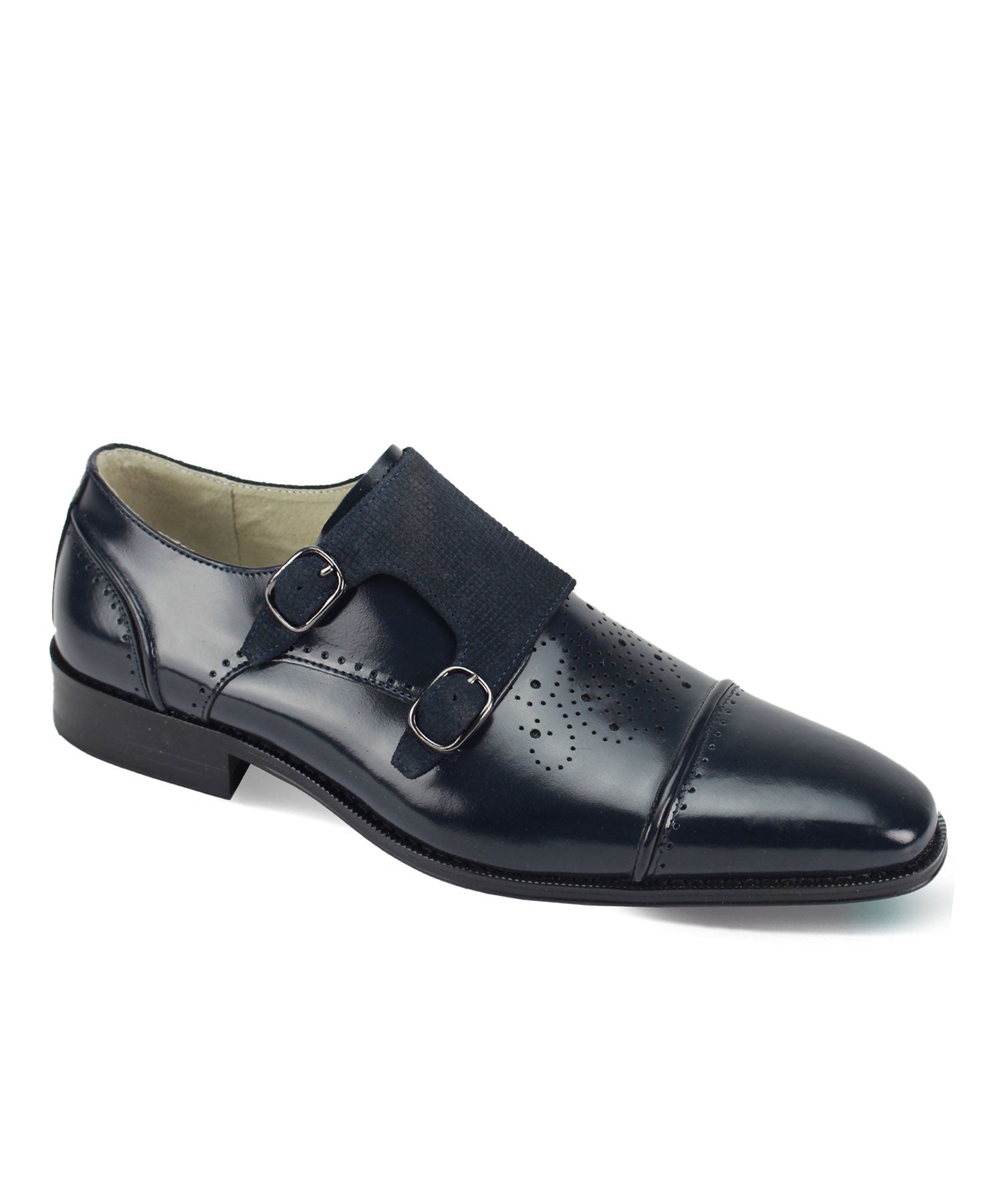 Giovanni Oscar Monk Strap Dress Shoe Navy MDZ Menswear