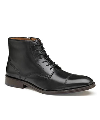 Men’s Johnston & Murphy Black Leather Cap Toe Boots with Side Zipper