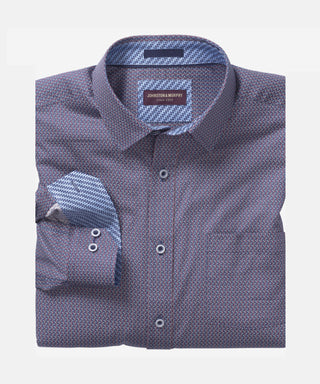 Johnston & Murphy Printed Cotton Shirt - Red/Navy