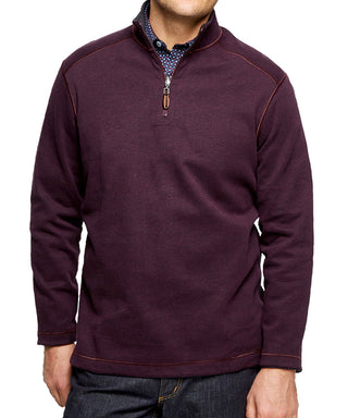 Johnston & Murphy Reversible Solid Quarter-Zip - Burgundy