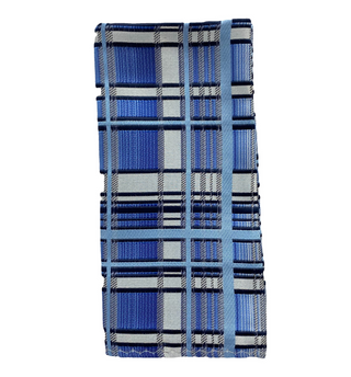Stacy Adams Tie and Handkerchief - Blue Plaid T17