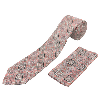 Stacy Adams Tie and Handkerchief - Pink Daisy T43