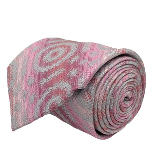 Stacy Adams Tie and Handkerchief - Pink and Gray Circles T42