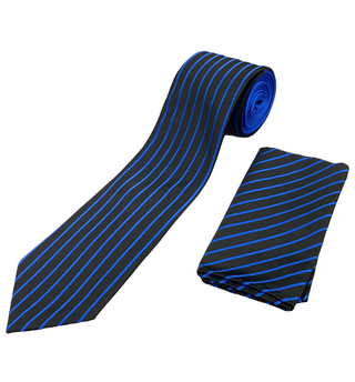 Stacy Adams Tie and Handkerchief - Solids and Stripes Royal Blue T8