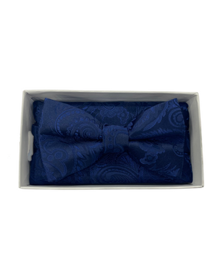 Stacy Adams Bow Tie and Handkerchief - Navy