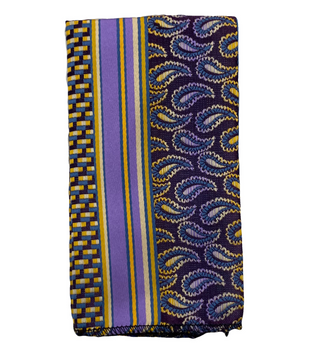 Venturi Vomo Tie and Handkerchief - Purple Square Paisley T51