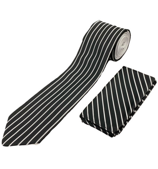 Stacy Adams Tie and Handkerchief - Solids and Stripes Silver T11