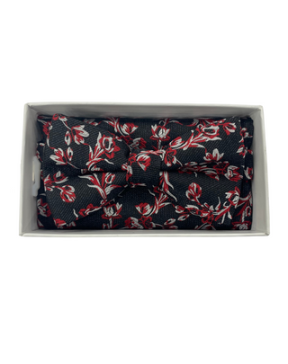 Stacy Adams Bow Tie and Handkerchief - Black & Red