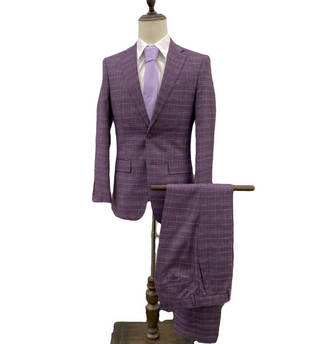 Angelo Rossi Check Modern Fit Suit - Lavender