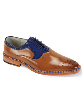 Giovanni Sawyer Oxford Dress Shoe - Tan & Cobalt