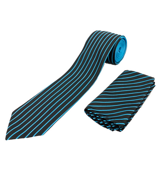 Stacy Adams Tie and Handkerchief - Solids and Stripes Turquoise T7