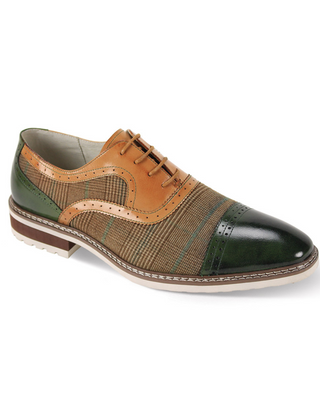 Giovanni Sinclair Cap Toe Dress Shoe - Olive & Tan