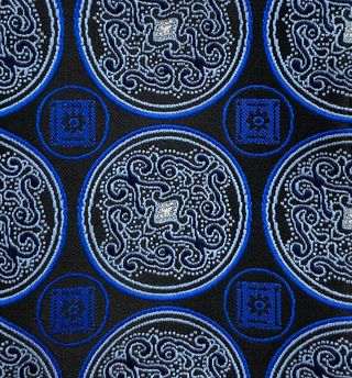 Stacy Adams Tie and Handkerchief - Black and Blue Medallion T18