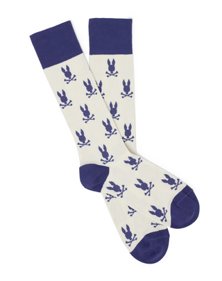 Psycho Bunny All Over Bunny Dress Sock - Ecru