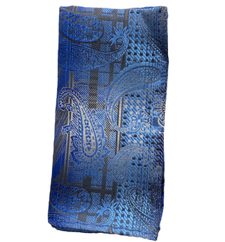 Stacy Adams Tie and Handkerchief - Blue Geometric Paisley T20