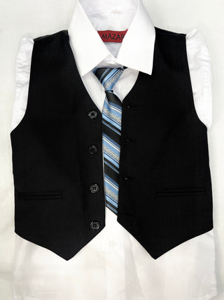 Mazari Boys 5 Pc Vested Suit - Black B1038V