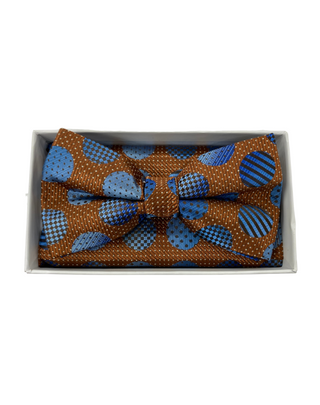 Stacy Adams Bow Tie and Handkerchief - Brown & Blue
