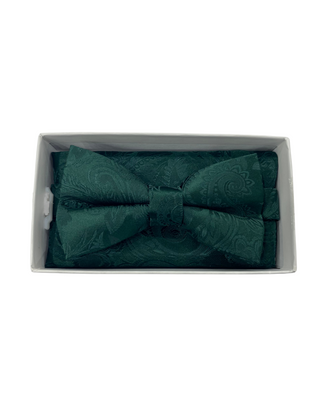 Stacy Adams Bow Tie and Handkerchief - Hunter Green
