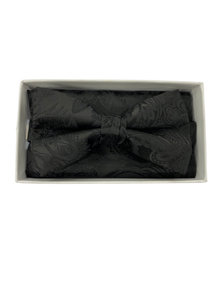 Stacy Adams Bow Tie and Handkerchief - Black