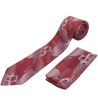 Stacy Adams Tie and Handkerchief - Maroon Fusion T62