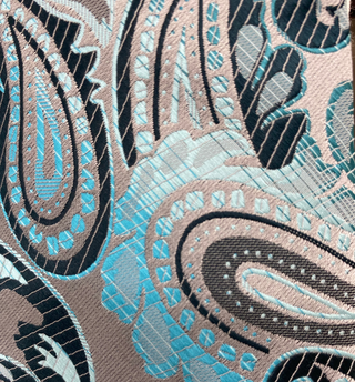 Stacy Adams Tie and Handkerchief - Grey and Teal Paisley T16