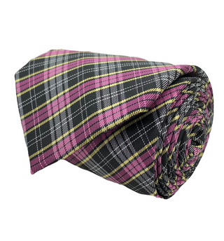 Gianfranco Tie and Handkerchief - Magenta Plaid T47