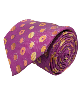 Stacy Adams Tie and Handkerchief - Fuchsia Polka Dots T41