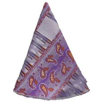 Gianfranco Tie and Handkerchief - Lilac Paisley Polka Dots T50