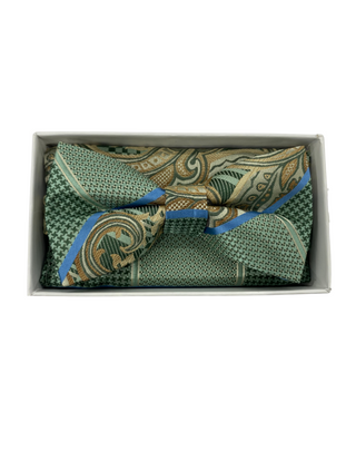 Stacy Adams Bow Tie and Handkerchief - Green & Blue