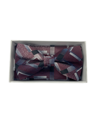 Stacy Adams Bow Tie and Handkerchief - Burgundy & Charcoal