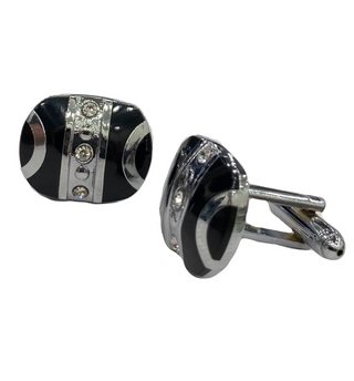 Fratello Cufflinks - Silver & Black Geo Radiance CL33