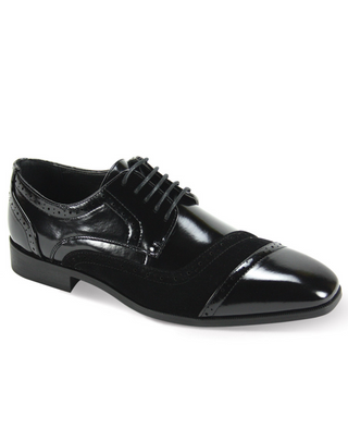 Antonio Cerrelli 7005 Slant Cap Toe Dress Shoes - Black