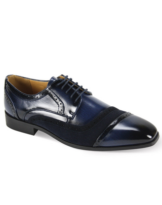 Antonio Cerrelli 7005 Slant Cap Toe Dress Shoes - Navy Blue