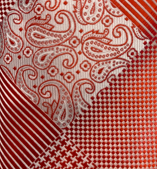 Venturi Vomo Tie and Handkerchief - Red Diamond Mosaic Medley T76