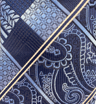 Stacy Adams Tie and Handkerchief - Blue Paisley Check T22